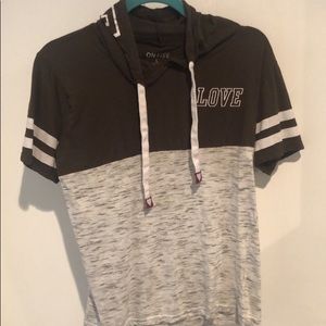 Green T-shirt with hoodie